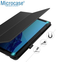 Microcase Huawei Mediapad T5 10.1 inch Book Case Standlı Deri Kılıf - Siyah