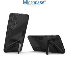 Microcase Xiaomi Mi 12 Lite Matrix Serisi Armor Standlı Perfect Koruma Kılıf -Siyah