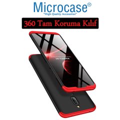 Microcase Xiaomi Redmi 8 Tam Koruma Kapak 360 Derece Kılıf + Nano Ekran Koruyucu - Siyah Kırmızı