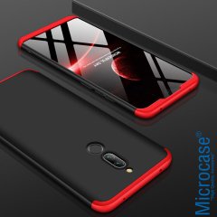 Microcase Xiaomi Redmi 8 Tam Koruma Kapak 360 Derece Kılıf + Nano Ekran Koruyucu - Siyah Kırmızı