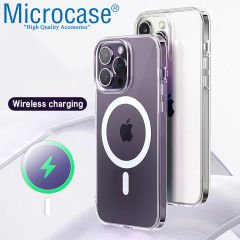 Microcase iPhone 13 Pro için Magsafe Manyetik Darbeye Dayanıklı Yarı Esnek Plastik TPU Şeffaf Kılıf - AL8116