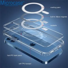 Microcase iPhone 13 Pro için Magsafe Manyetik Darbeye Dayanıklı Yarı Esnek Plastik TPU Şeffaf Kılıf - AL8116