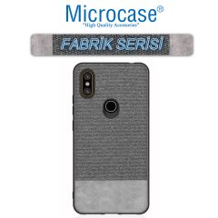 Microcase Xiaomi Redmi S2 Fabrik Serisi Kumaş ve Deri Desen Kılıf - Gri