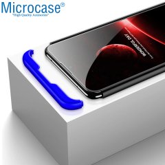 Microcase Xiaomi Redmi 8 Tam Koruma Kapak 360 Derece Kılıf + Nano Ekran Koruyucu - Siyah Mavi