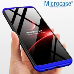 Microcase Xiaomi Redmi 8 Tam Koruma Kapak 360 Derece Kılıf + Nano Ekran Koruyucu - Siyah Mavi