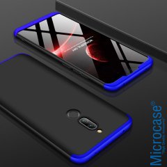 Microcase Xiaomi Redmi 8 Tam Koruma Kapak 360 Derece Kılıf + Nano Ekran Koruyucu - Siyah Mavi