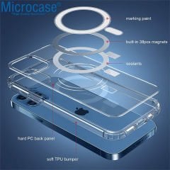 Microcase iPhone 13 Pro Max için Magsafe Manyetik Darbeye Dayanıklı Yarı Esnek Plastik TPU Şeffaf Kılıf - AL8116