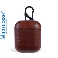 Microcase Airpods Kulaklık ve Şarj Ünitesi için Deri Kılıf