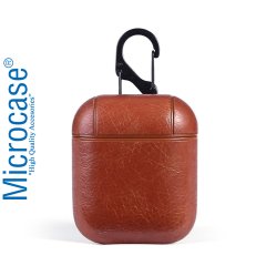 Microcase Airpods Kulaklık ve Şarj Ünitesi için Deri Kılıf