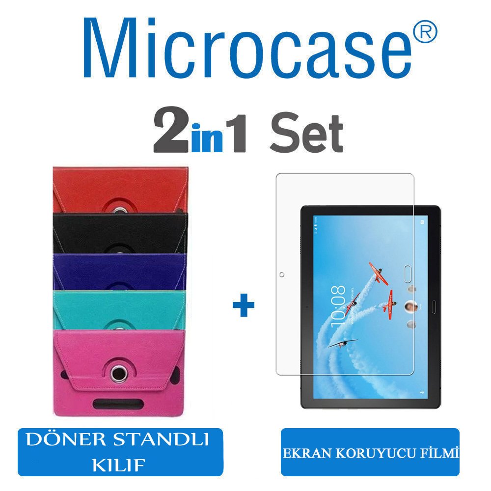 Microcase Lenovo Tab P10 10.1 TB-X705L TB-X705F Universal Standlı Tablet Kılıfı + Ekran Koruma Filmi