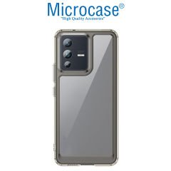 Microcase Vivo V23 5G Shield Serisi Darbeye Dayanıklı Köşe Korumalı Yarı Esnek Plastik TPU Kılıf - Füme