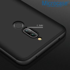 Microcase Xiaomi Redmi 8 Tam Koruma Kapak 360 Derece Kılıf + Nano Ekran Koruyucu - Siyah