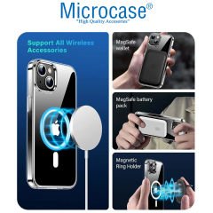Microcase iPhone 14 için Magsafe Manyetik Darbeye Dayanıklı Yarı Esnek Plastik TPU Şeffaf Kılıf - AL8116