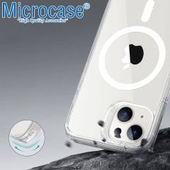 Microcase iPhone 14 için Magsafe Manyetik Darbeye Dayanıklı Yarı Esnek Plastik TPU Şeffaf Kılıf - AL8116