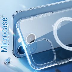 Microcase iPhone 14 için Magsafe Manyetik Darbeye Dayanıklı Yarı Esnek Plastik TPU Şeffaf Kılıf - AL8116