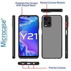 Microcase Vivo Y21 London Serisi Sert Kılıf - Buzlu Siyah