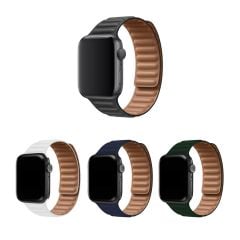 Microcase Apple Watch Ultra/Ultra 2 49mm ile   Uyumlu Mıknatıslı Deri Kordon Kayış - KY24-2