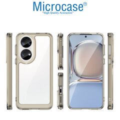 Microcase Huawei P50 Shield Serisi Darbeye Dayanıklı Köşe Korumalı Yarı Esnek Plastik TPU Kılıf - Füme