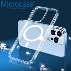 Microcase iPhone 14 Pro Max için Magsafe Manyetik Darbeye Dayanıklı Yarı Esnek Plastik TPU Şeffaf Kılıf - AL8116