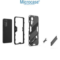 Microcase Xiaomi Mi 12S Ultra Matrix Serisi Armor Standlı Perfect Koruma Kılıf -Siyah
