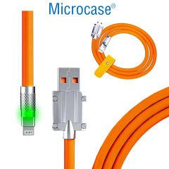 Microcase Ios Iphone Ipad uyumlu  Lightning Metal Başlıklı 120W 3.4A Hızlı şarj Kablosu Turuncu-AL4387