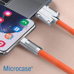 Microcase Ios Iphone Ipad uyumlu  Lightning Metal Başlıklı 120W 3.4A Hızlı şarj Kablosu Turuncu-AL4387