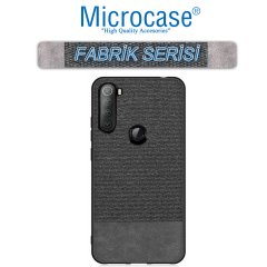 Microcase Xiaomi Redmi Note 8 Fabrik Serisi Kumaş ve Deri Desen Kılıf - Siyah