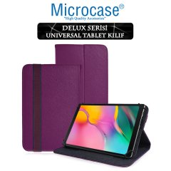 Microcase Samsung Galaxy Tab A 10.1 2019 T510 Delüx Serisi Universal Standlı Deri Kılıf - Mor + Ekran Koruma Filmi