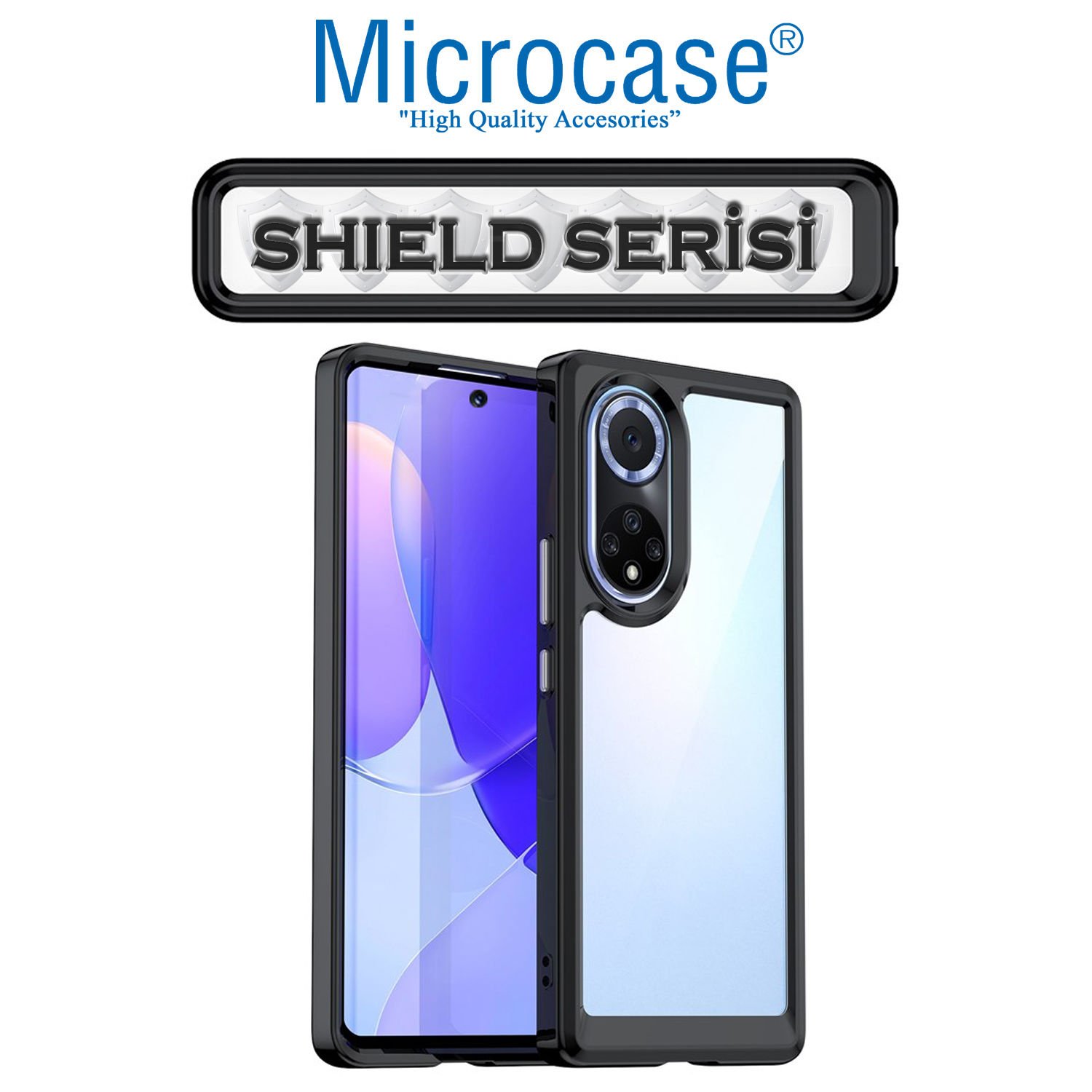 Microcase Huawei Nova 9 Shield Serisi Darbeye Dayanıklı Köşe Korumalı Yarı Esnek Plastik TPU Kılıf - Siyah