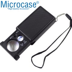 Microcase Mor Işıklı Çift Gözlü 60X 30X Büyütme Büyüteç Model BY9