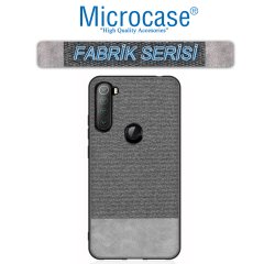 Microcase Xiaomi Redmi Note 8 Fabrik Serisi Kumaş ve Deri Desen Kılıf - Gri