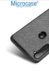 Microcase Xiaomi Redmi Note 8 Fabrik Serisi Kumaş ve Deri Desen Kılıf - Gri