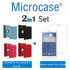 Samsung Galaxy Tab 3 Lite T110 T113 Dönerli Kılıf + Ekran Koruma