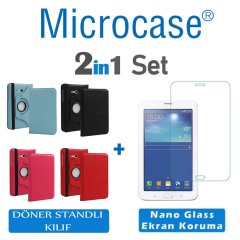 Samsung Galaxy Tab 3 Lite T110 T113 Dönerli Kılıf + Ekran Koruma