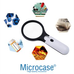 Microcase Işıklı Çift Gözlü 45X 3X Büyütme El Büyüteci Model: BY5