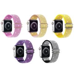Microcase Apple Watch Ultra/Ultra 2 49mm ile Uyumlu  Simli Esnek Hasır Örgü Kordon Kayış - KY44-2