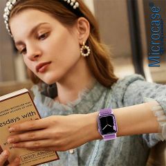 Microcase Apple Watch Ultra/Ultra 2 49mm ile Uyumlu  Simli Esnek Hasır Örgü Kordon Kayış - KY44-2