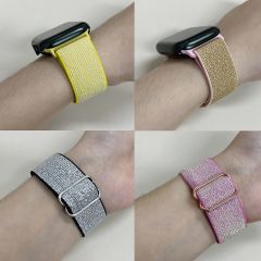Microcase Apple Watch Ultra/Ultra 2 49mm ile Uyumlu  Simli Esnek Hasır Örgü Kordon Kayış - KY44-2