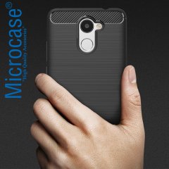 Huawei Y7 Prime Brushed Carbon Fiber Silikon TPU Kılıf + Cam