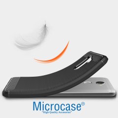 Huawei Y7 Prime Brushed Carbon Fiber Silikon TPU Kılıf + Cam