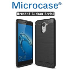 Huawei Y7 Prime Brushed Carbon Fiber Silikon TPU Kılıf + Cam