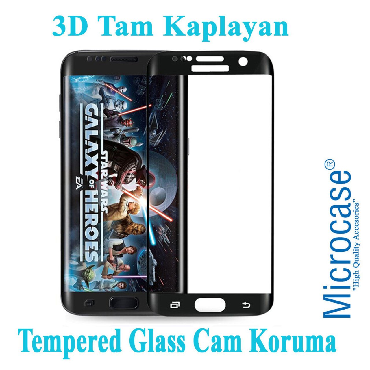 Microcase Samsung Galaxy S6 Edge 3D Curved Tam Kaplayan Tempered