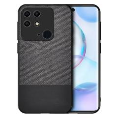Microcase Xiaomi Redmi 10C Fabrik Kumaş ve Deri Desen Kılıf - Siyah