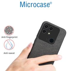 Microcase Xiaomi Redmi 10C Fabrik Kumaş ve Deri Desen Kılıf - Siyah