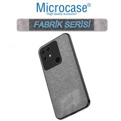 Microcase Xiaomi Redmi 10C Fabrik Kumaş ve Deri Desen Kılıf - Gri