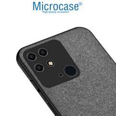 Microcase Xiaomi Redmi 10C Fabrik Kumaş ve Deri Desen Kılıf - Gri
