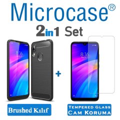 Microcase Xiaomi Redmi 7 Brushed Silikon Kılıf + CAM