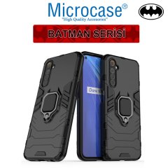 Microcase Realme 6 Batman Serisi Yüzük Standlı Armor Kılıf - Siyah