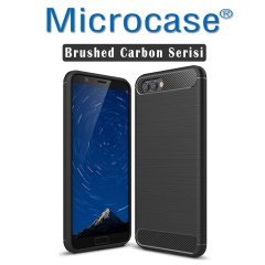 Huawei Honor View 10 Brushed Carbon Fiber Silikon TPU Kılıf + Cam