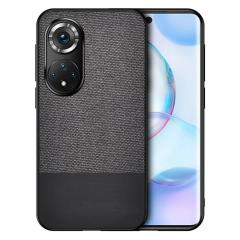 Microcase Huawei Nova 9 Fabrik Kumaş ve Deri Desen Kılıf - Siyah